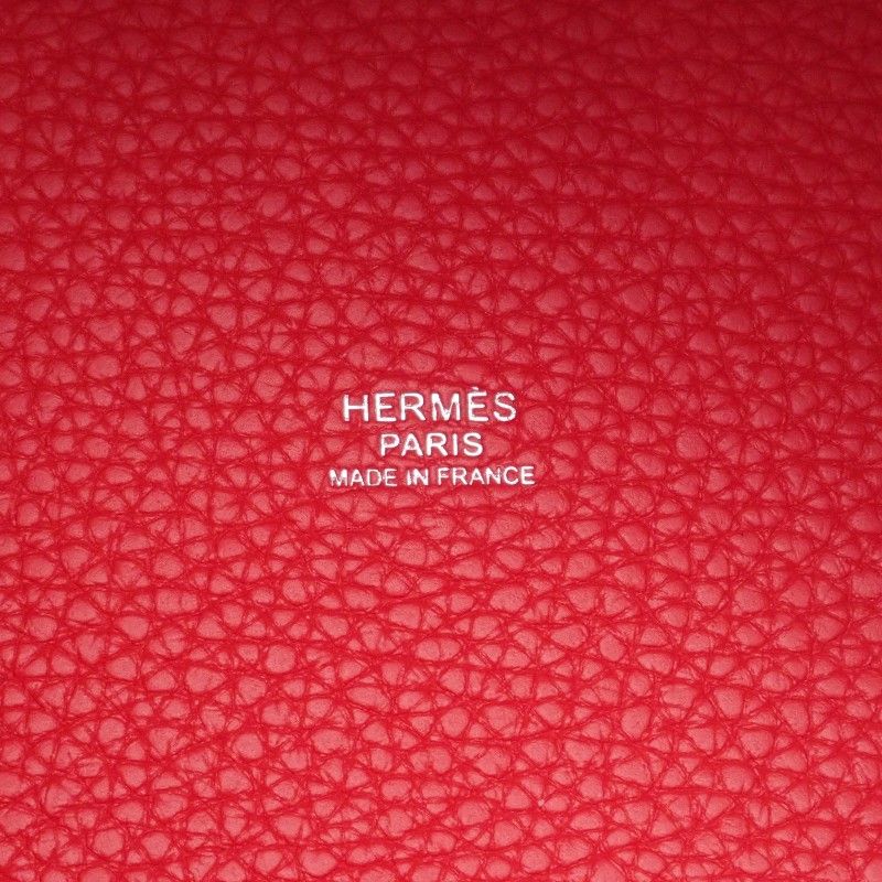 Hermes Picotin Lock PM Handbag Taurillon Clemence Rouge Ladieu Silver — view 8