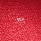 Hermes Picotin Lock PM Handbag Taurillon Clemence Rouge Ladieu Silver — view 8