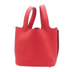 Hermes Picotin Lock PM Handbag Taurillon Clemence Rouge Ladieu Silver — view 4