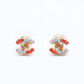 Chanel Earrings CC Logo Rhinestone Gold Multicolor 03
