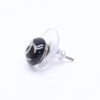 Chanel Button Earrings CC Logo Black Silver 03 — view 5