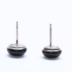 Chanel Button Earrings CC Logo Black Silver 03 — view 8