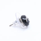 Chanel Button Earrings CC Logo Black Silver 03 — view 4