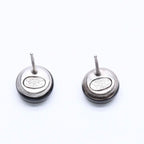 Chanel Button Earrings CC Logo Black Silver 03 — view 7