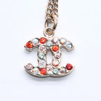 Chanel Necklace Gold Multicolor Rhinestone 04 — view 2