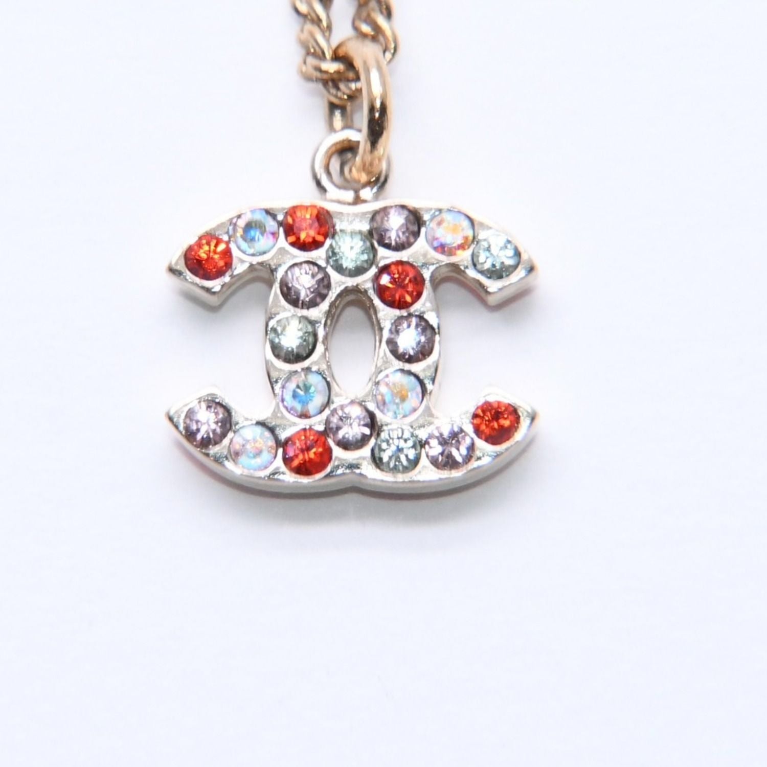 Chanel Necklace CC Logo Rhinestone 04 Multicolor Gold — view 7