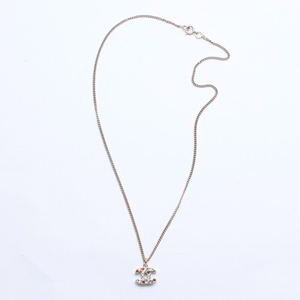 Chanel Necklace CC Logo Rhinestone 04 Multicolor Gold