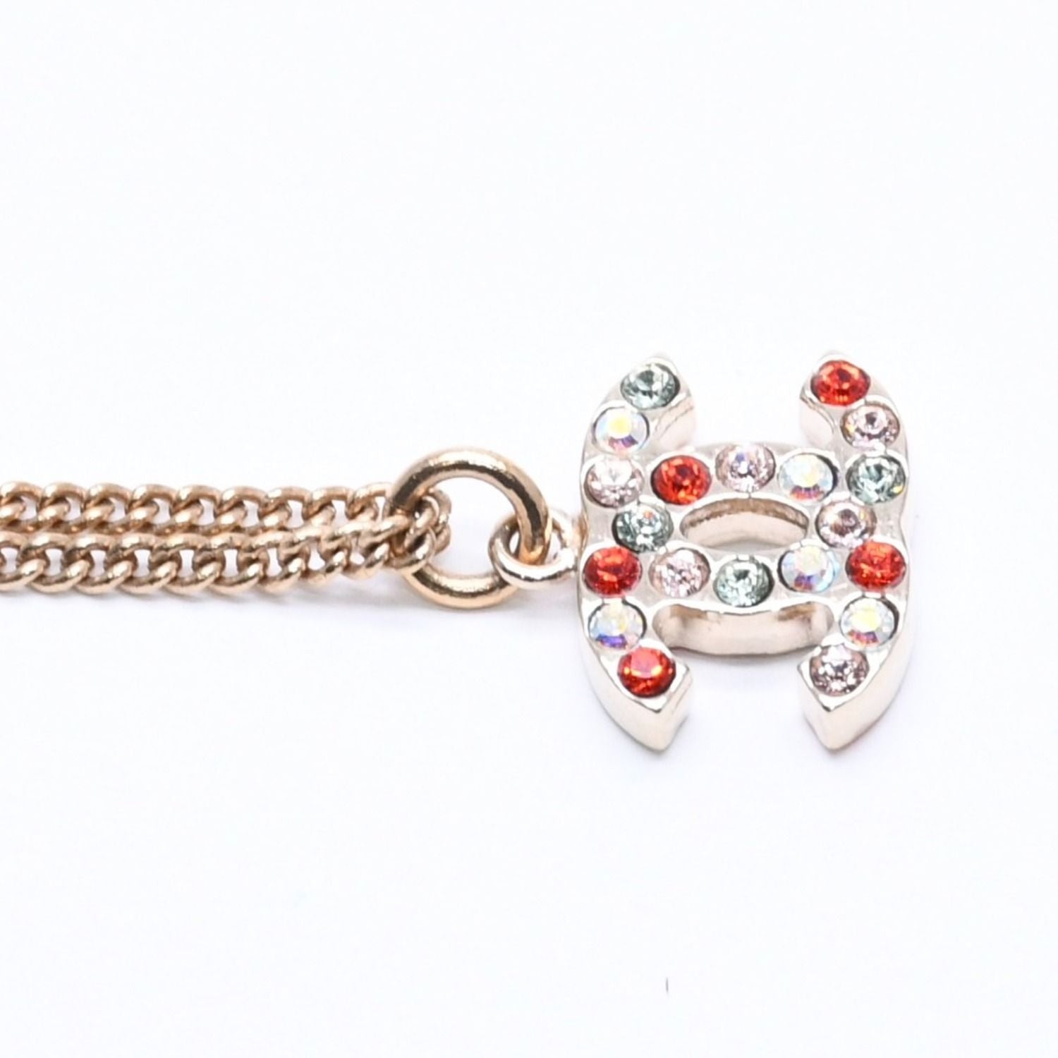 Chanel Necklace CC Logo Rhinestone 04 Multicolor Gold — view 5