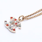 Chanel Necklace CC Logo Rhinestone 04 Multicolor Gold — view 3