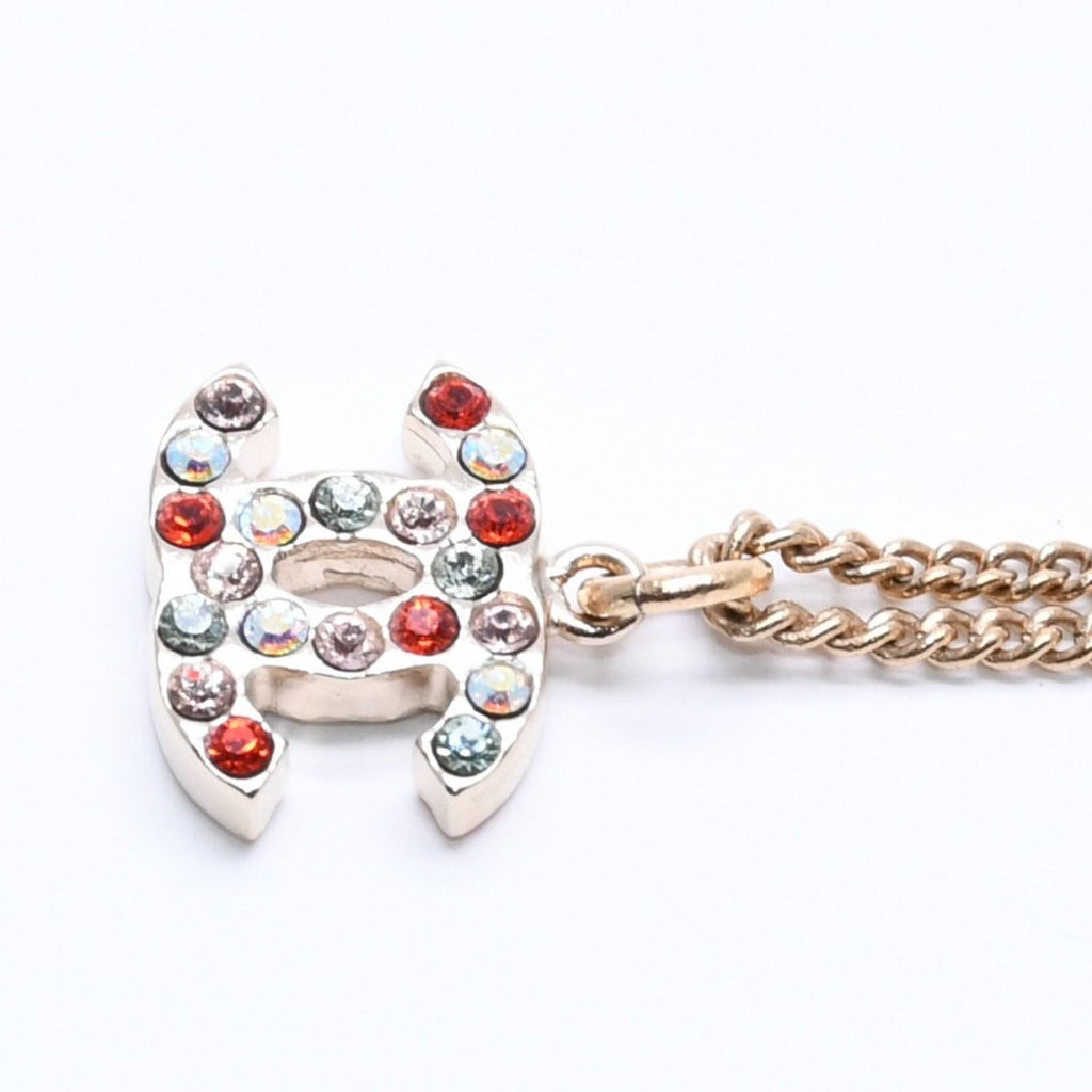 Chanel Necklace CC Logo Rhinestone 04 Multicolor Gold — view 6