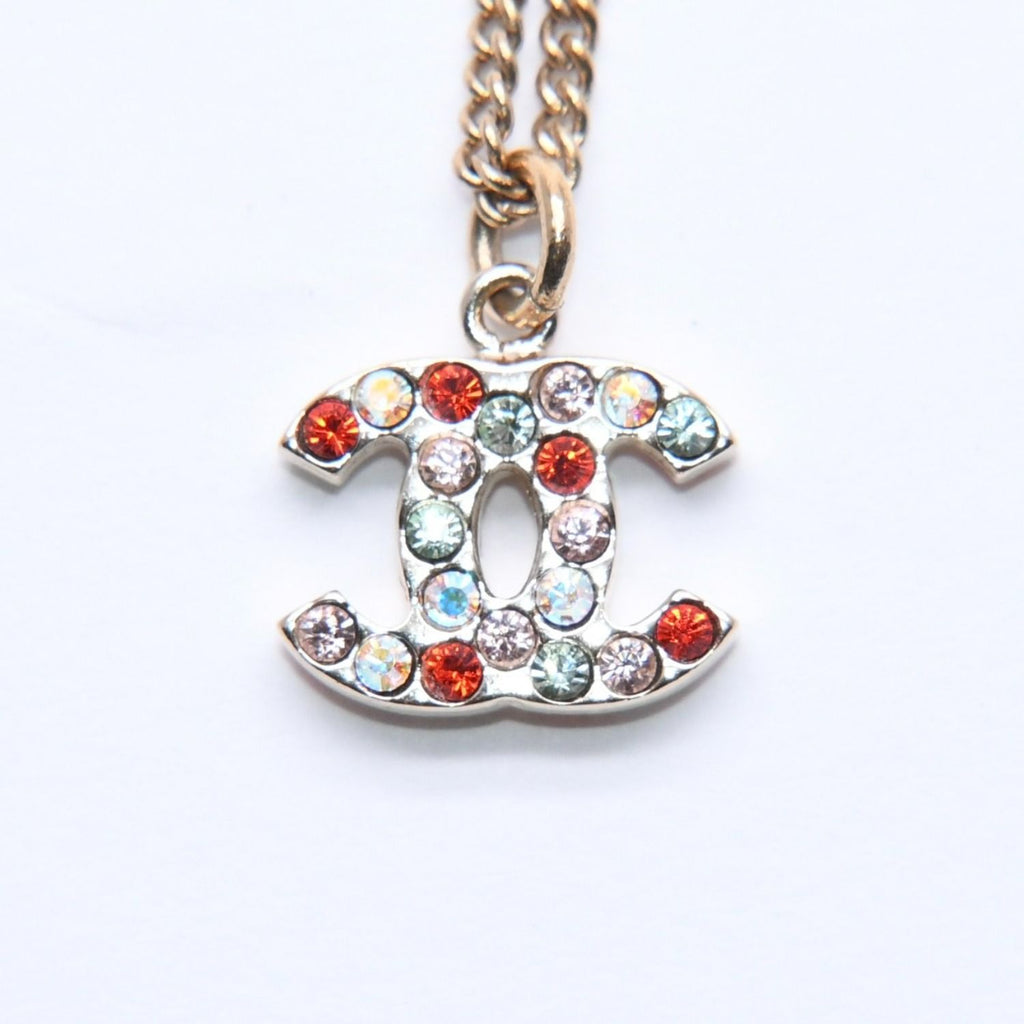 Chanel Necklace CC Logo Rhinestone 04 Multicolor Gold — view 2