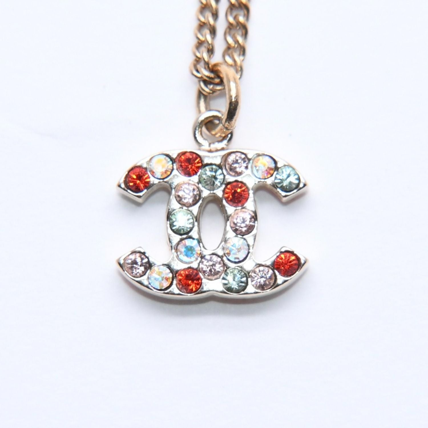 Chanel Necklace CC Logo Rhinestone 04 Multicolor Gold — view 2