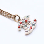 Chanel Necklace CC Logo Rhinestone 04 Multicolor Gold — view 4
