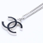 Chanel Necklace CC Logo Black Silver 05 — view 3
