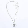 Chanel Necklace CC Logo Black Silver 05