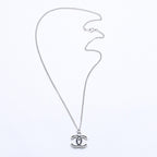 Chanel Necklace CC Logo Black Silver 05