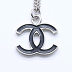 Chanel Necklace CC Logo Black Silver 05 — view 7
