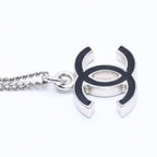 Chanel Necklace CC Logo Black Silver 05 — view 5