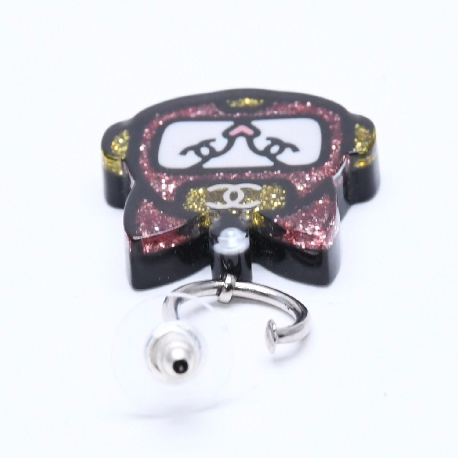 Chanel Earrings Robot Cat Pink Yellow Glitter 17 — view 6