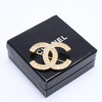 Chanel Brooch Rhinestone CC Logo Gold