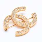 Chanel Brooch Rhinestone CC Logo Gold — view 4