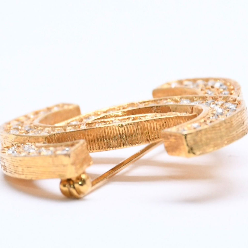 Chanel Brooch Rhinestone CC Logo Gold — view 6