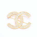 Chanel Brooch Rhinestone CC Logo Gold — view 2