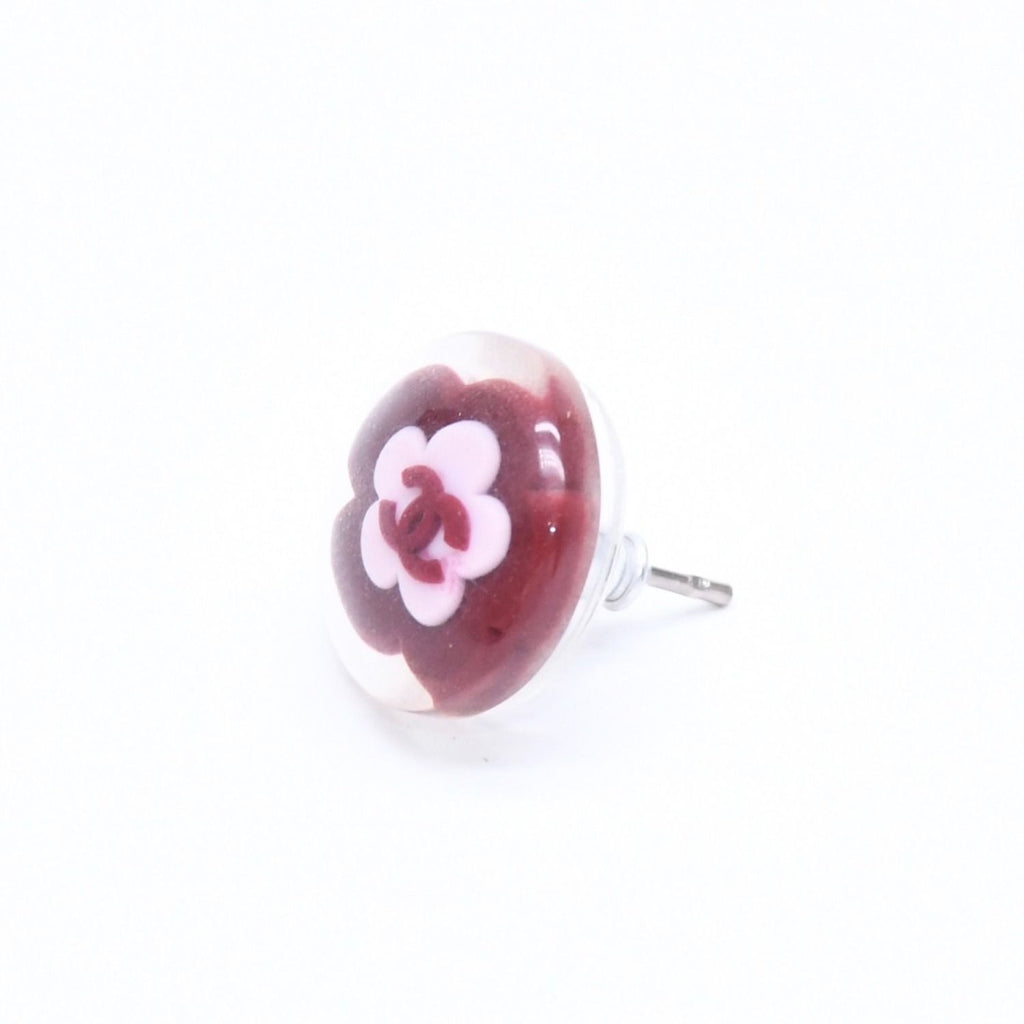 Chanel CC Logo Earrings 04 Camellia Clear Resin — view 2
