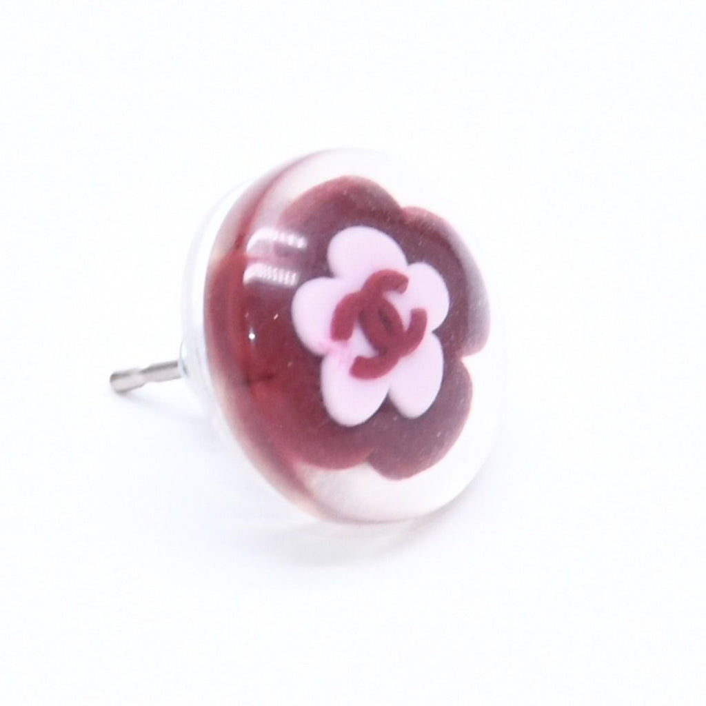 Chanel CC Logo Earrings 04 Camellia Clear Resin — view 3