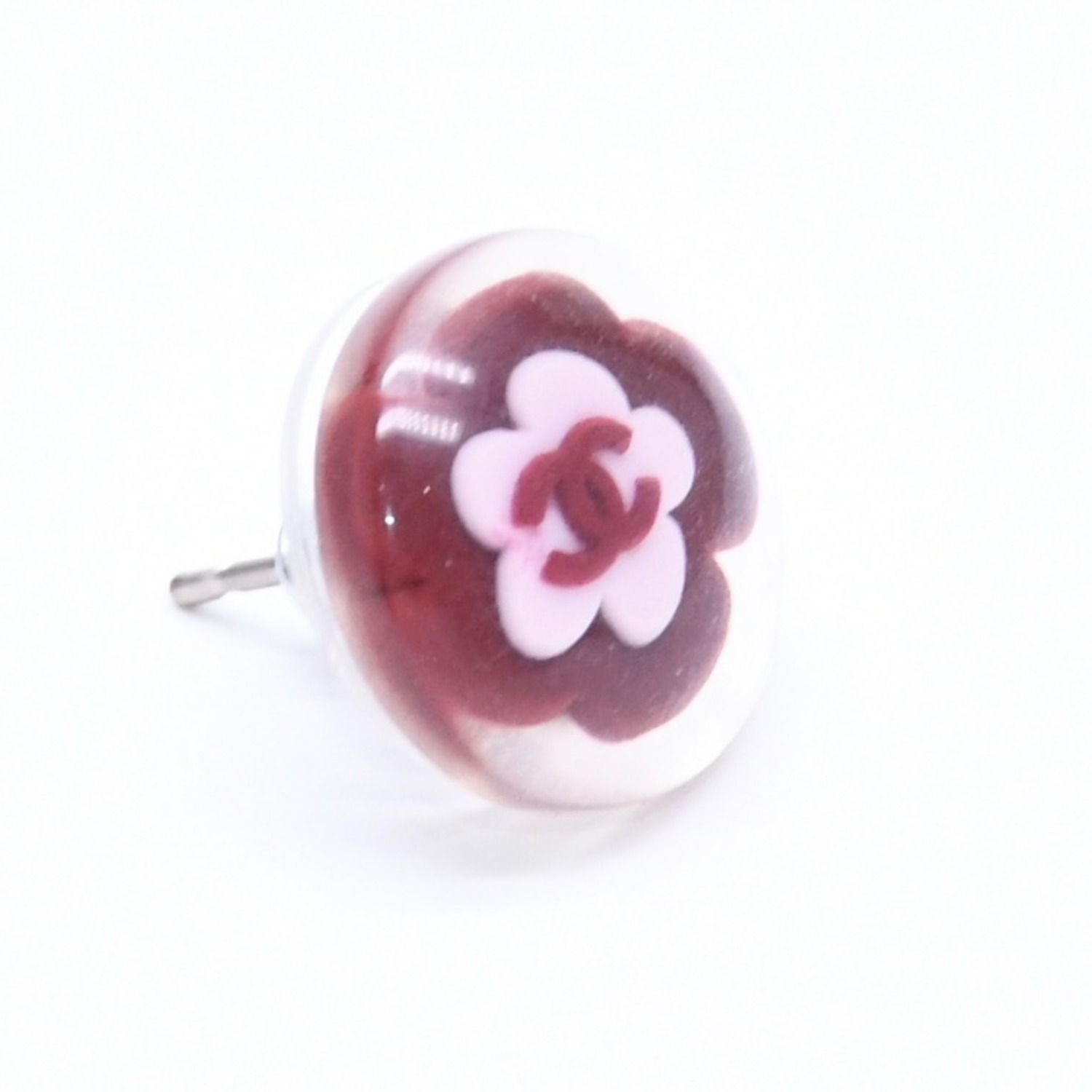Chanel CC Logo Earrings 04 Camellia Clear Resin — view 3