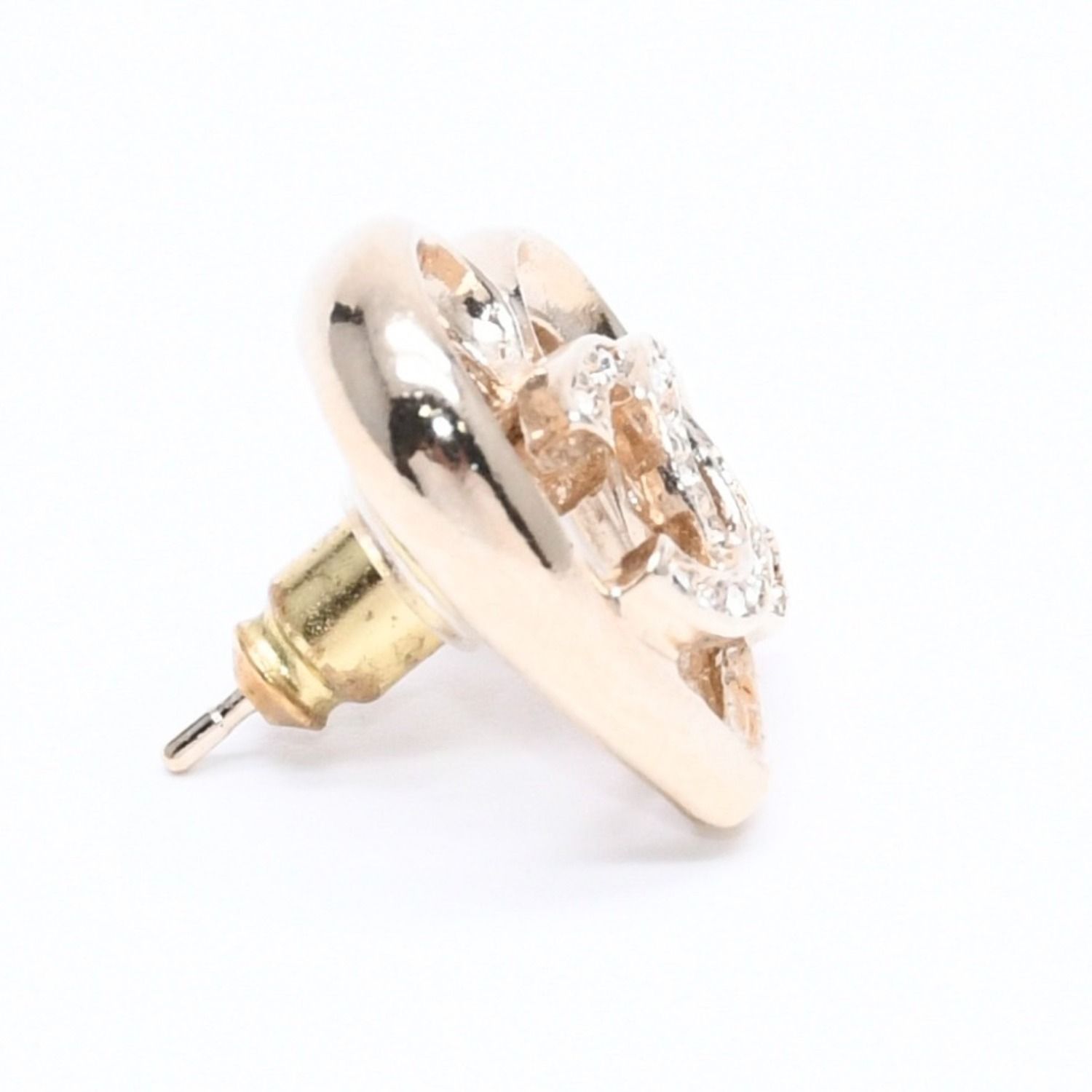 Chanel Earrings Heart CC Logo 23 Rhinestone Gold — view 5