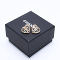Chanel Earrings Heart CC Logo 23 Rhinestone Gold