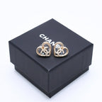 Chanel Earrings Heart CC Logo 23 Rhinestone Gold