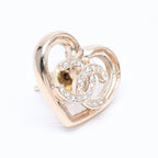 Chanel Earrings Heart CC Logo 23 Rhinestone Gold — view 4