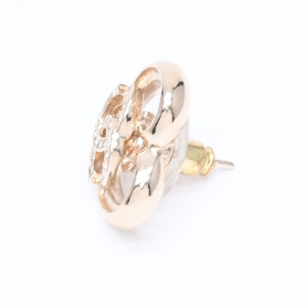 Chanel Earrings Heart CC Logo 23 Rhinestone Gold — view 6