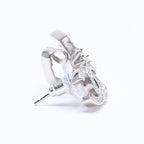 Chanel Earrings Cuff CC Logo & Stamp Metal Rhinestone Silver — view 5