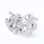 Chanel Earrings Cuff CC Logo & Stamp Metal Rhinestone Silver — view 3