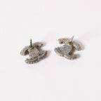 Chanel Earrings CC Logo Rhinestone Metal — view 4