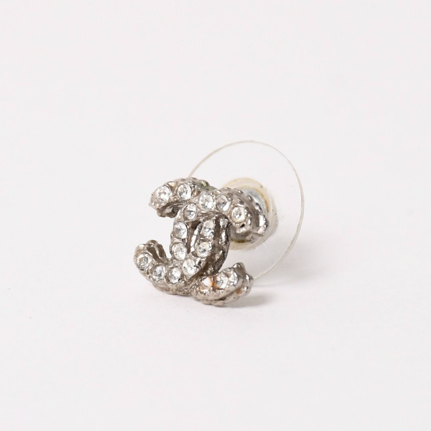 Chanel Earrings CC Logo Rhinestone Metal — view 3