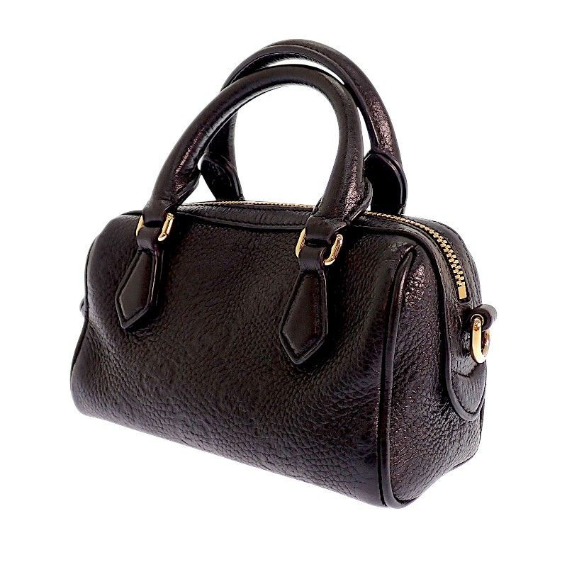 Gucci GG Embossed Mini Boston Bag Aaeem 2-Way Calfskin Black Gold — view 2