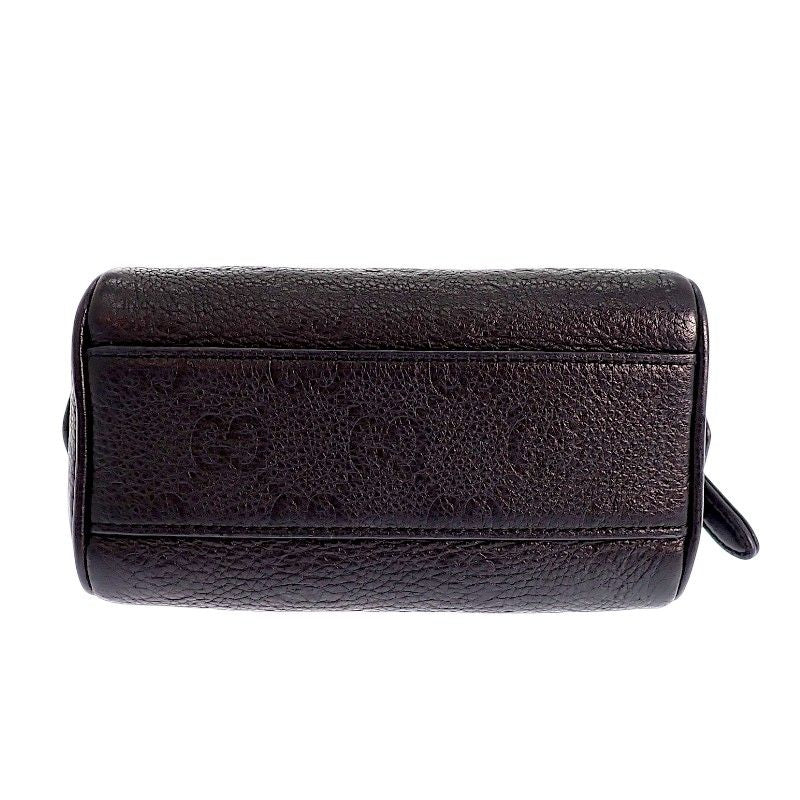 Gucci GG Embossed Mini Boston Bag Aaeem 2-Way Calfskin Black Gold — view 5