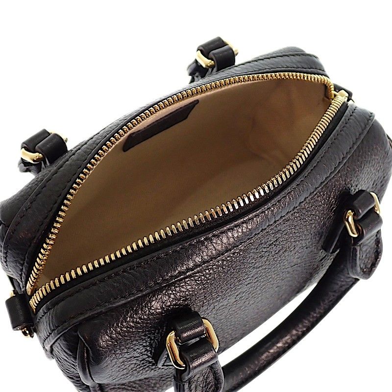Gucci GG Embossed Mini Boston Bag Aaeem 2-Way Calfskin Black Gold — view 7