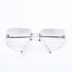 Chanel Rimless Sunglasses CC Logo Rhinestone Gray Gradation Lens Silver Eyewear — view 2