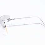 Chanel Rimless Sunglasses CC Logo Rhinestone Gray Gradation Lens Silver Eyewear — view 6