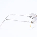 Chanel Rimless Sunglasses CC Logo Rhinestone Gray Gradation Lens Silver Eyewear — view 5