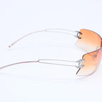 Chanel Rimless Sunglasses Orange Gradient Lens Rhinestone CC Logo Silver Eyewear — view 5