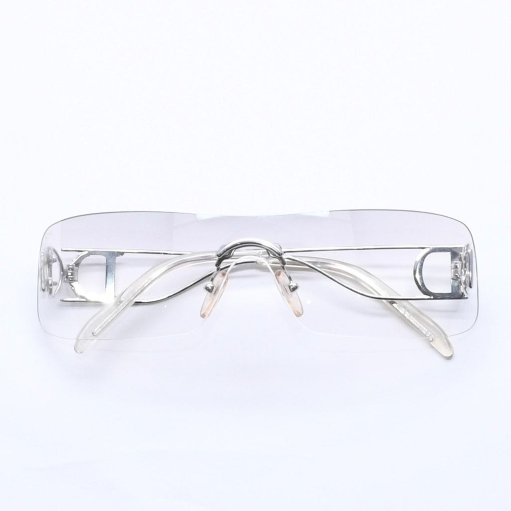 Dior Miss Ella Rimless Sunglasses Shield Gray Silver Eyewear