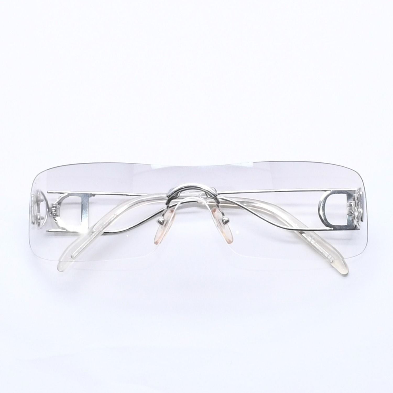 Dior Miss Ella Rimless Sunglasses Shield Gray Silver Eyewear