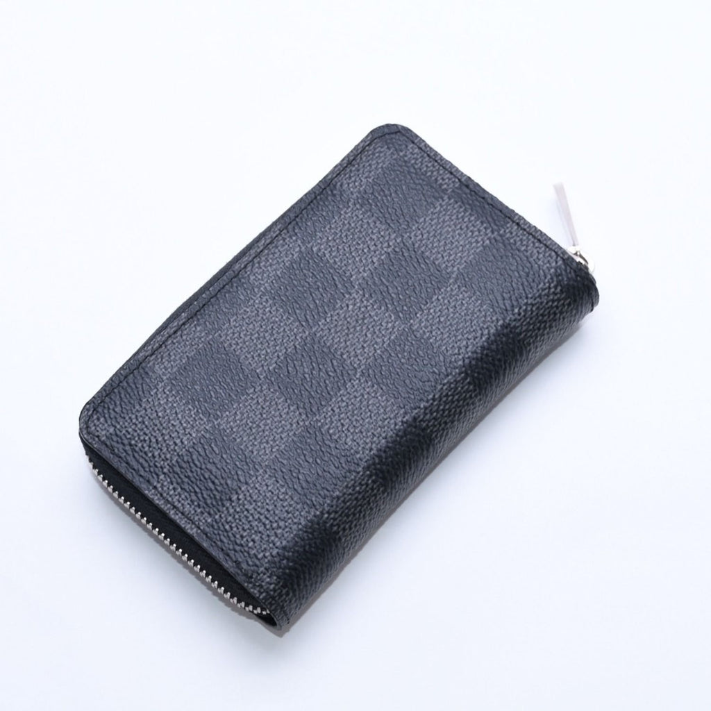 Louis Vuitton Zippy Coin Purse Damier Graphite Mini Wallet Black Silver — view 4