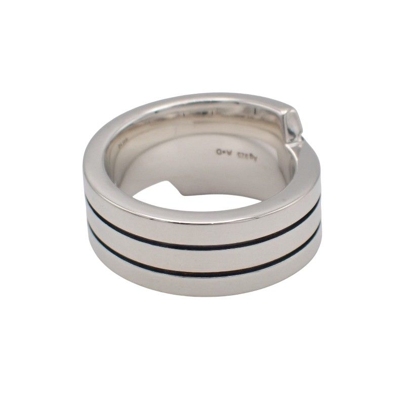 Hermes Italique Ring 50 Vintage 925 Sterling Silver Logo Black Simple Out of — view 4